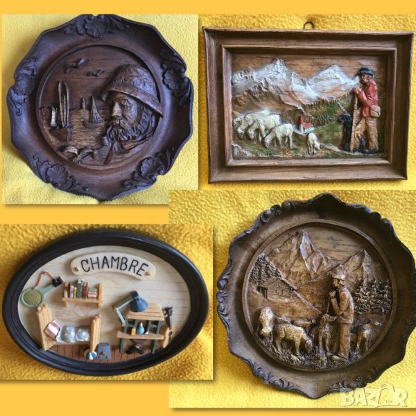 2бр винтидж декорация за стена резин Sic France овчар моряк спалня, снимка 1