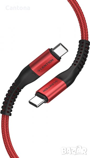  LENTION  USB C - USB C кабел, 100W 20V/5A PD Кабел за бързо зареждане с чип, найлонова опелтка, снимка 1