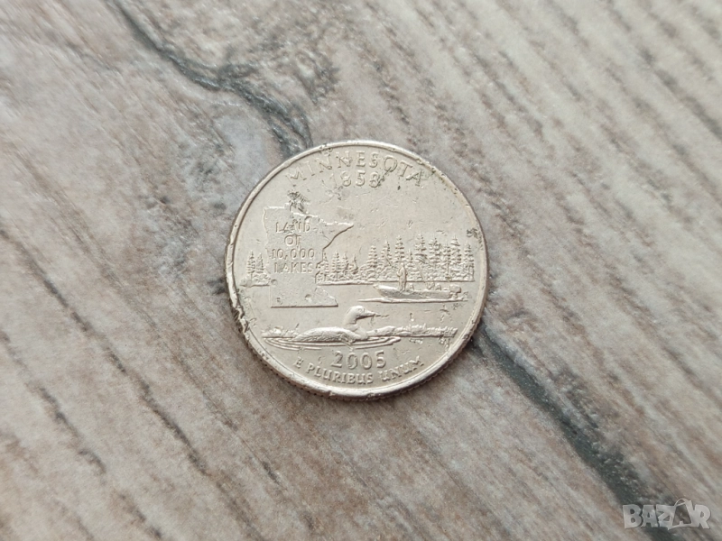 Монета 2005 Съединени Щати Washington Quarter - 25 Cents (Land of 10000 lakes, Minnesota), снимка 1
