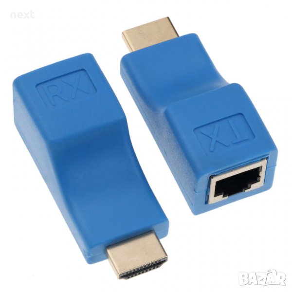 HDMI Extender/удължител с RJ45 порт/LAN кабел Full HD до 30м + Гаранция, снимка 1