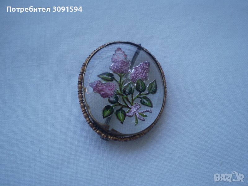 Рядка колекционерска брошка стъкло ГЕМИЯ цветя, снимка 1