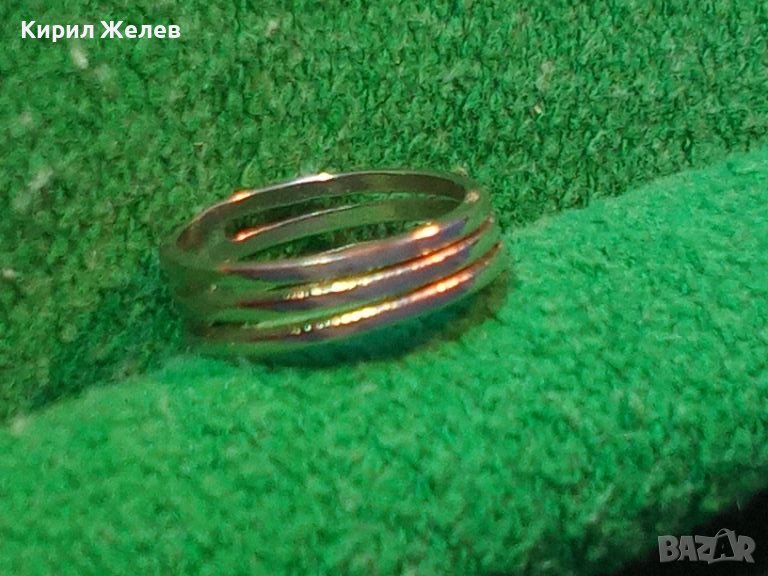 Много красив ажурен меден АРТ ПРЪСТЕН с БЯЛА ПОЗЛАТА 27735, снимка 1