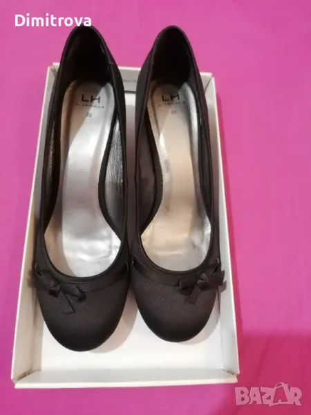 Дамски черни официални обувки от плат La Halle, 39 номер, нови, снимка 1