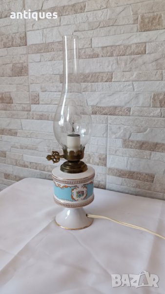 Стара френска порцеланова лампа - PEINT A LA MAIN - T.LIMOGE - Антика, снимка 1