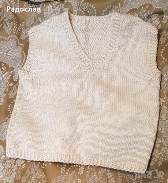 Плетен вълнен пуловер елек шпиц ръчна изработка, снимка 1