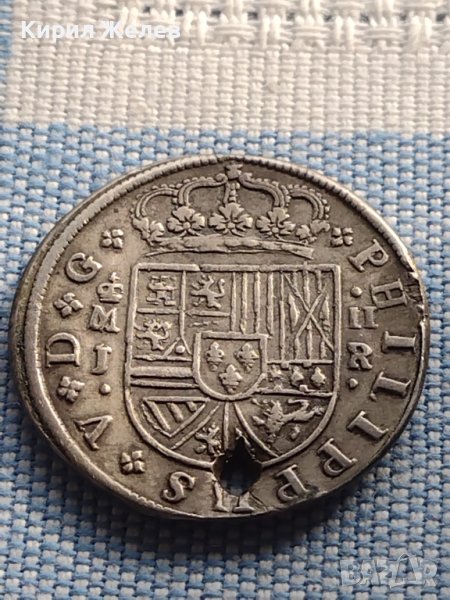 Сребърна монета 2 реала 1717г. Филип пети Мадрид Испания 13613, снимка 1