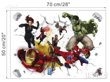 Avengers марвел Отмъстителите Спайдърмен стикер за стена лепенка самозалепващ, снимка 1