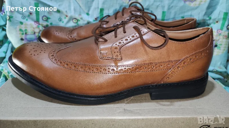 Елегантни мъжки половинки от естествена кожа Clarks №43, снимка 1