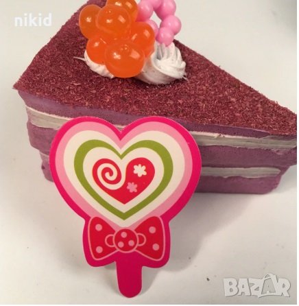 25 бр розови сърца близалки къса табелка картон топери за кексчета мъфини рожден ден украса, снимка 1