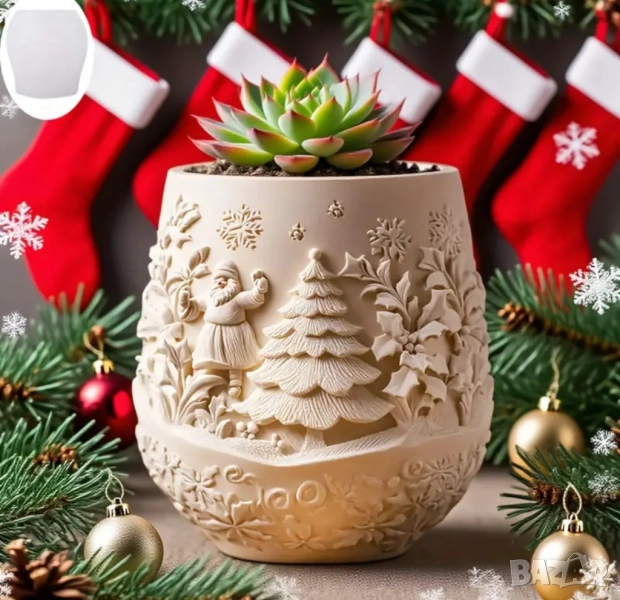 Молд кашпа с коледна елха , снимка 1
