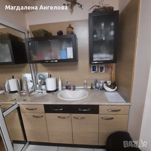 Дървен шкаф с мивка+2горни шкафа, снимка 1