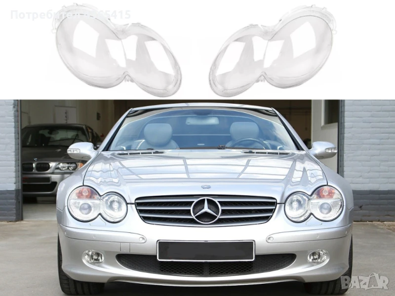 Стъкла за фарове на Mercedes SL-Class R230 (2001-2008), снимка 1