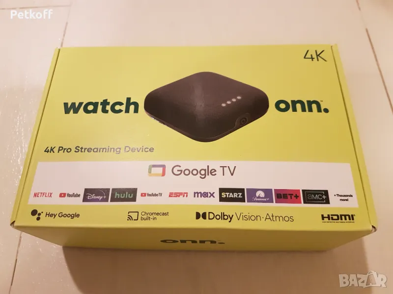 onn. 4k pro (2024) Google TV14 сертифициран тв бокс с Dolby Vision, снимка 1