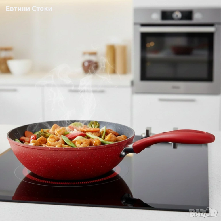 Уок тиган Voltz Ø28 см - индукционен, мраморно покритие, снимка 1