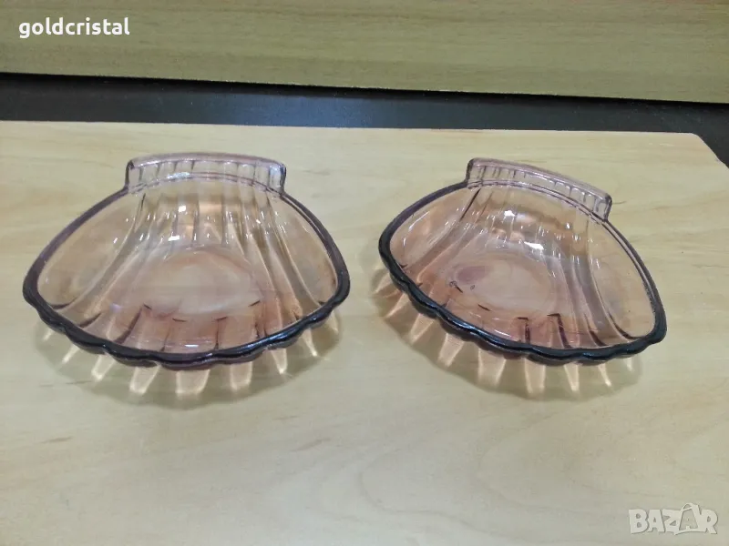 ретро стъклени чинийки купички цветно стъкло , снимка 1