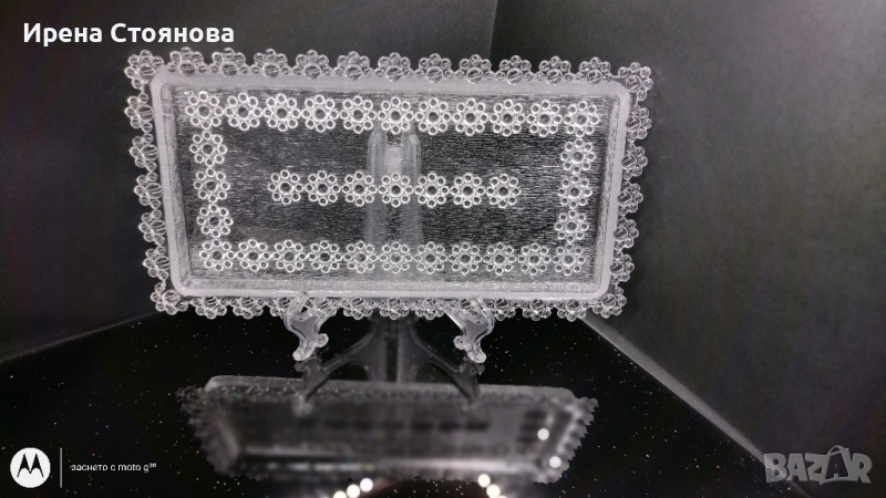 Италианско плато пресовано матирано стъкло A. Masserini Barocco Abbiategrasso Italy, снимка 1