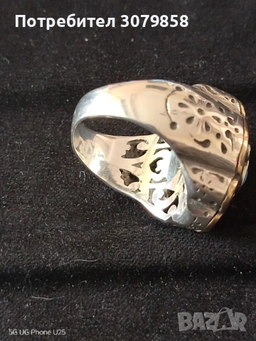 Голям сребърен с позлата, снимка 4 - Пръстени - 52719648