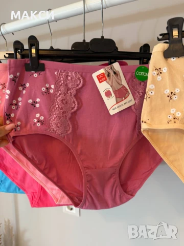 Макси красиви висококачествени памучни еластични бикини с висока талия в различни цветове +дантелка, снимка 2 - Бельо - 50587560