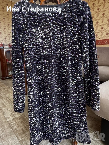 Нова парти официална блестяща празнична коктейлна рокля пайети с подплата, снимка 2 - Рокли - 52484166