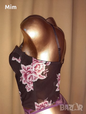 PURE 85C Тъмно кафяв корсет на големи рози, снимка 6 - Корсети, бюстиета, топове - 33075866