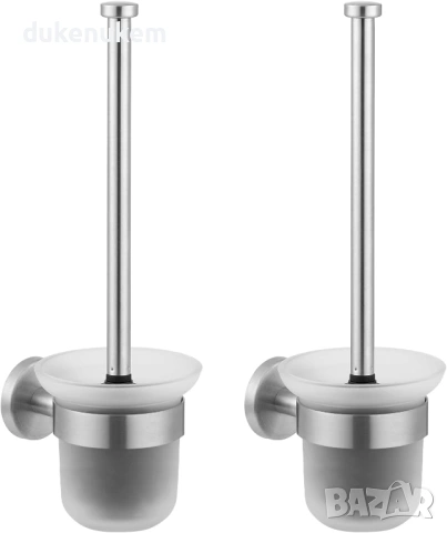 2 броя Стенна четка за тоалетна, без пробиване, неръждаема стомана