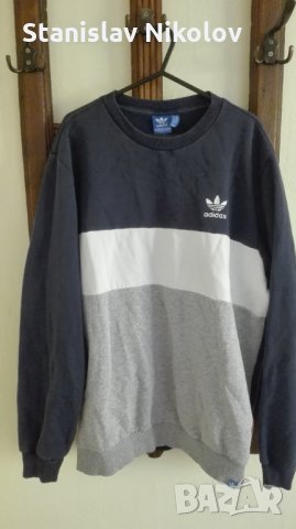 Блуза Adidas Originals blue/white crewneck, Size L, снимка 1 - Спортни дрехи, екипи - 34570803