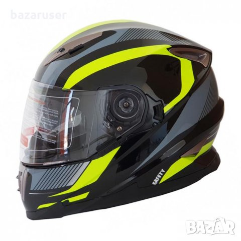 Каска за Мотор 999-3 Сиво /Жълто 181596-999-3 BLD, снимка 3 - Аксесоари и консумативи - 32411644
