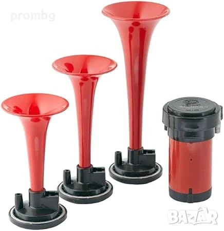 въздушни тромби 3 бр., клаксон, фанфари, 12V, 118dB (A), Hella Германия, снимка 1
