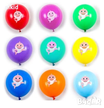  шарени Бебе Акули Baby Shark латекс балон парти рожден ден