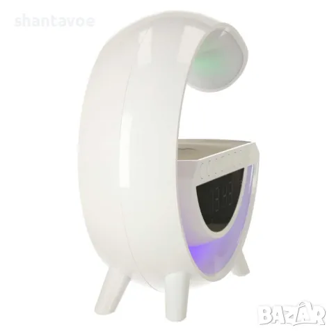 Smart лампа с безжично зарядно за телефон с Bluetooth колонка и будилник, снимка 7 - Настолни лампи - 49368432