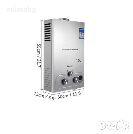 ANIMABG Външен бойлер от неръждаема стомана, LPG пропан газ моментално затопляне, 10 литра, снимка 5 - Друга електроника - 43839755