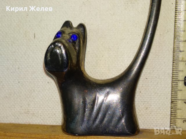 СИМПАТИЧНО МЕТАЛНО ПОСРЕБРЕНО КУЧЕНЦЕ ДЕКОРАТИВНА ФИГУРКА с КРИСТАЛЧЕТА за ОЧИ 38417, снимка 2 - Колекции - 43738934