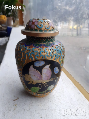 Клоазоне cloisonne клетъчен емайл бронз ваза буркан