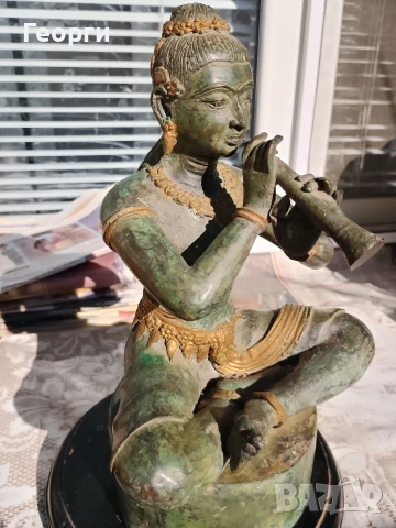 Голяма Будистка бронзова статуетка, снимка 6 - Антикварни и старинни предмети - 53255570