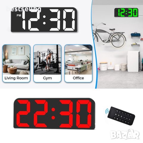 Светещ в тъмното настолен електронен часовник със светещи цифри стена, снимка 3 - Стенни часовници - 43396299