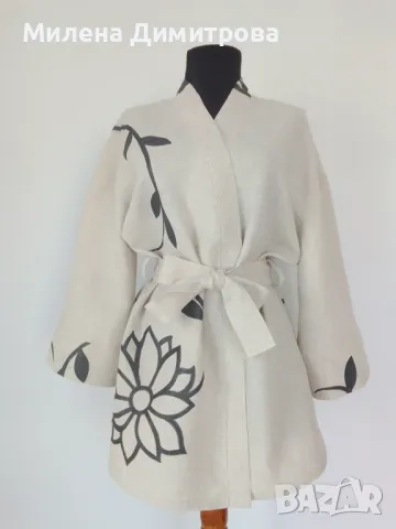 Ръчно рисувано ленено кимоно, снимка 6 - Сака - 48868280