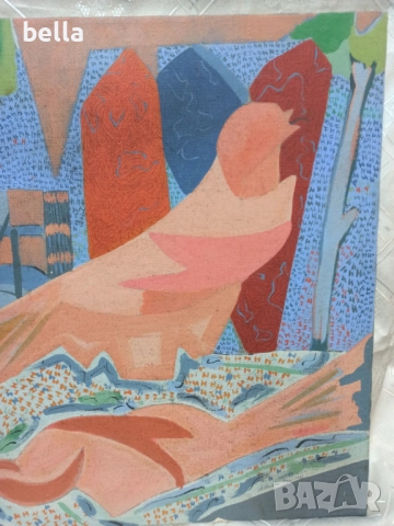 Авторска картина ,масло платно - италиански худ.Umberto Pozzi 1984 год, снимка 3 - Антикварни и старинни предмети - 52176202