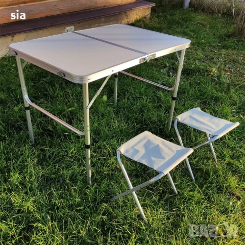 Сгъваема къмпинг маса с 2 стола, Маса със столове, Къмпинг комплект, снимка 2 - Къмпинг мебели - 49476419