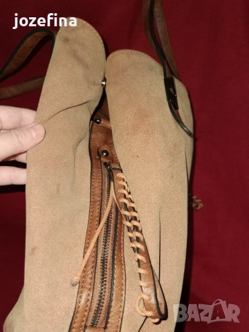 Дамска кожена чанта от естествен набук, снимка 14 - Чанти - 43300045