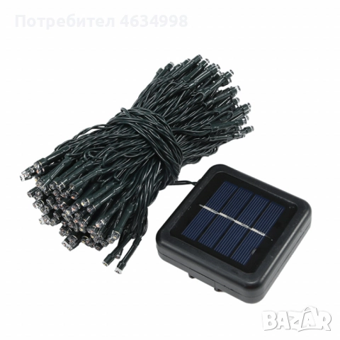 Соларни коледни лампички 12 метра , 100 лампи  5 програми , 4 цвята по избор, снимка 5 - Лед осветление - 52235591