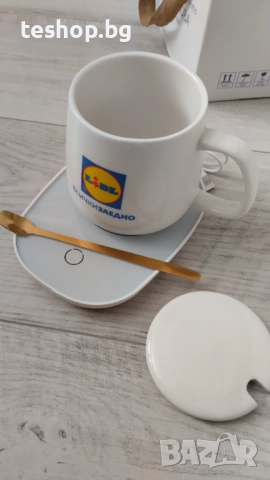 Комплект керамична чаша, с подгряване, 350 мл, бяла, снимка 3 - Чаши - 52247265