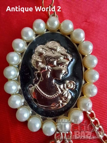 Голяма Висулка КАМЕЯ с Перли, снимка 2 - Антикварни и старинни предмети - 53227711