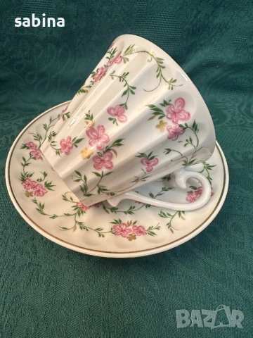 Руски порцелан-двоен сет за чай на ЛФЗ Ломоносов, снимка 2 - Сервизи - 53263538