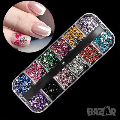 Палитра цветни камъчета за маникюр Т43