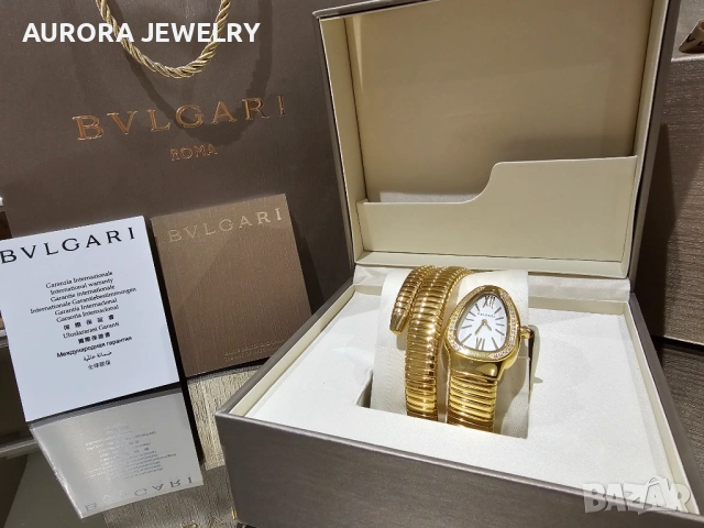 BVLGARI Serpenti Tubogas Snake Gold Diamonds Дамски Часовник, снимка 3 - Дамски - 53058199