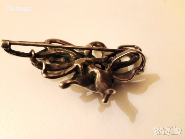 Уникат бижу сребърен медальон/брошка  с естествени камъни, снимка 3 - Колиета, медальони, синджири - 26569169