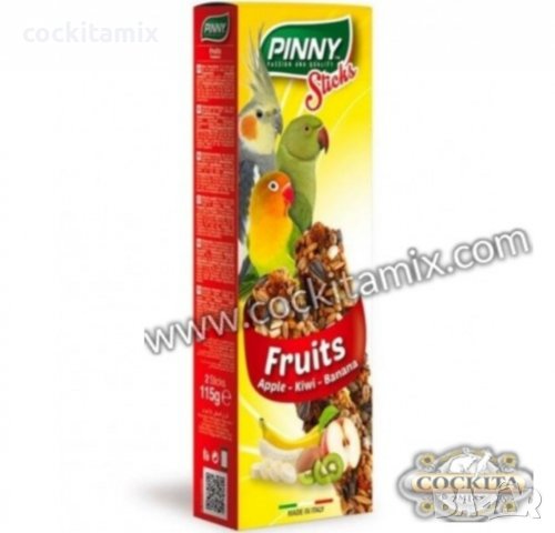 PINNY STICKS FRUITS - кракери за средни папагали с плодове 115гр