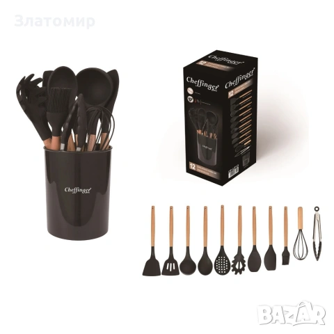 Комплект 12 части кухненски прибори със стойка Cheffinger , снимка 7 - Форми - 53180462
