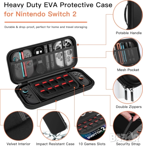 OCYEMY 20 в 1, калъф за носене и аксесоари за Nintendo Switch 2 (2025), снимка 9 - Аксесоари - 51542223