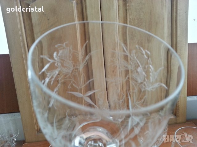 Ретро кристални чаши художествена гравюра , снимка 4 - Антикварни и старинни предмети - 43582152